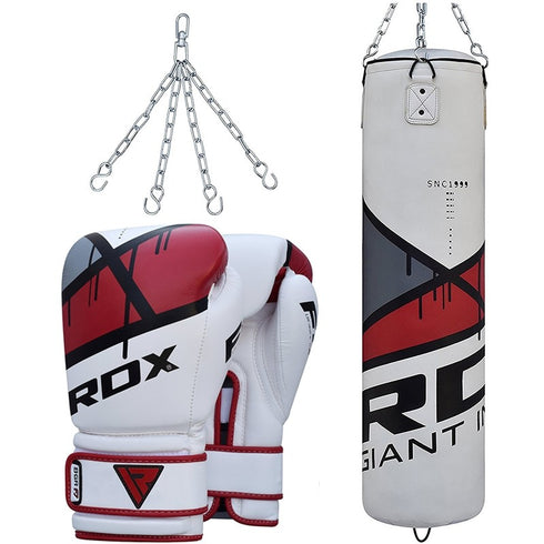 RDX F7 FILLED EGO RED PUNCH BAG & BOXING GLOVES SET-1